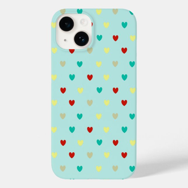 Tiny polka hearts on seafoam green Case-Mate iPhone case (Back)