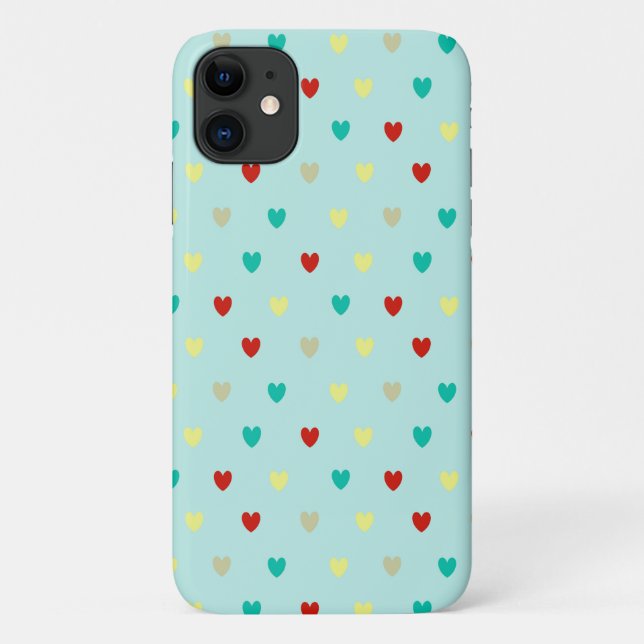 Tiny polka hearts on seafoam green Case-Mate iPhone case (Back)