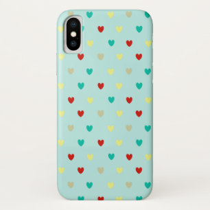 Tiny polka hearts on seafoam green iPhone x case