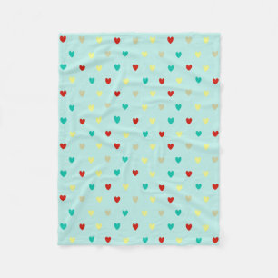 Tiny polka hearts on seafoam green fleece blanket