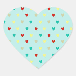 Tiny polka hearts on seafoam green heart sticker