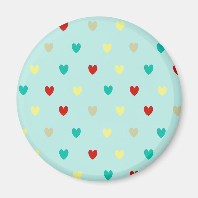 Tiny polka hearts on seafoam green magnet (Front)