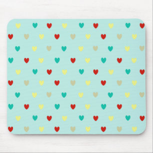 Tiny polka hearts on seafoam green mouse mat