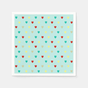 Tiny polka hearts on seafoam green napkin