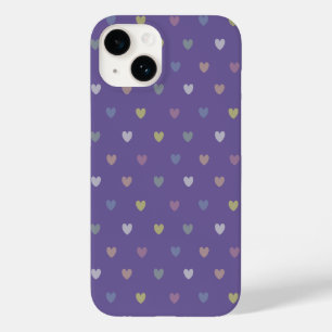 Tiny polka hearts on Ultra Violet Purple Case-Mate iPhone 14 Case