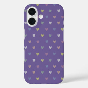 Tiny polka hearts on Ultra Violet Purple iPhone 16 Case