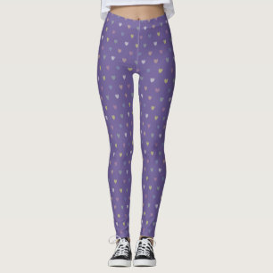 Tiny polka hearts on Ultra Violet Purple Leggings