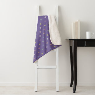 Tiny polka hearts on Ultra Violet Purple Sherpa Blanket
