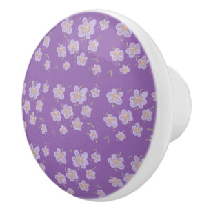 Tiny Purple Flowers Ceramic Knob