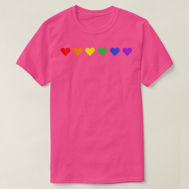 Tiny Rainbow Hearts Subtle Pride Month Flag LGBT G T-Shirt (Design Front)