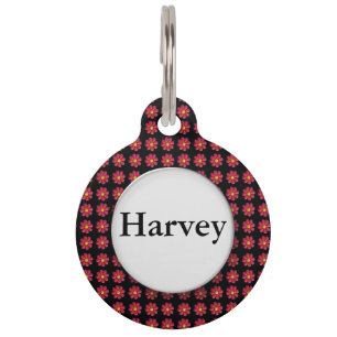 Tiny Red Flowers Pet Tag