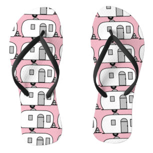 Tiny red gypsy caravan Thunder_Cove Flip Flops
