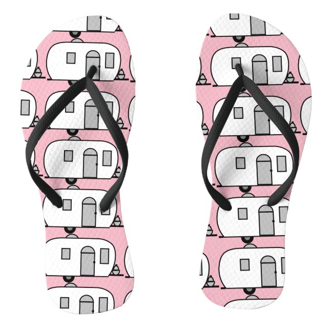 Tiny red gypsy caravan Thunder_Cove Flip Flops (Footbed)