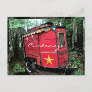 Tiny red gypsy caravan Thunder_Cove Postcard