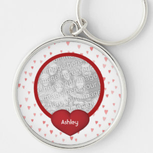 Tiny Red Hearts Design Photo Key Ring