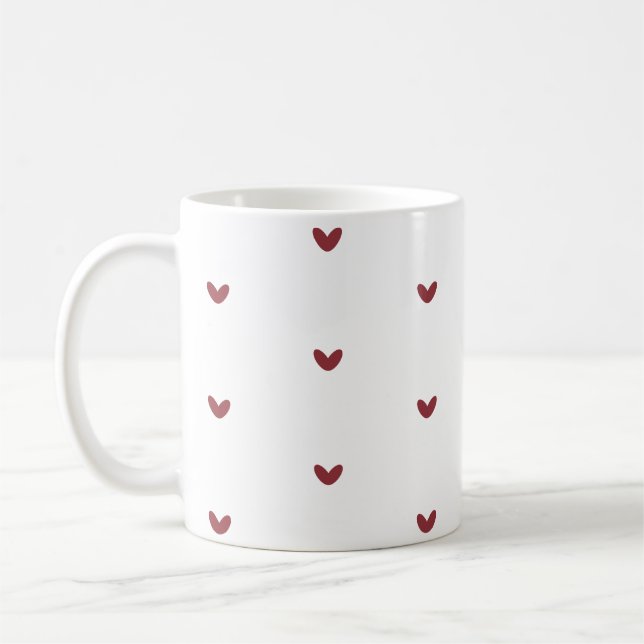 Tiny Red Hearts Minimalist Pattern Coffee Mug (Left)