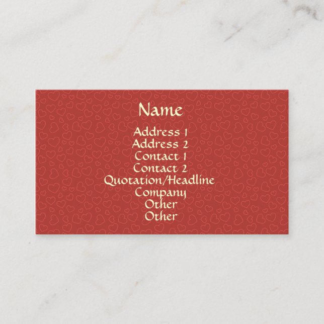 Tiny Red Hearts Pattern Business Card (Front)