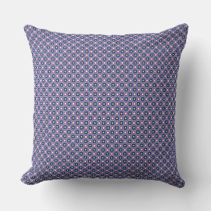 Tiny Red Purple Stars and Blue Squares Cushion