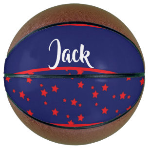 Tiny red stars on blue basketball