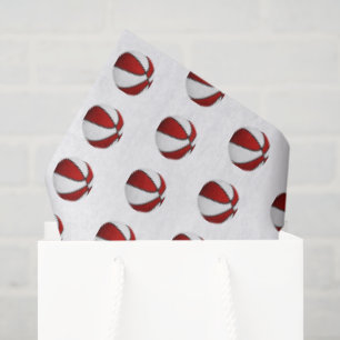 tiny red white basketballs pattern tissue paper
