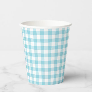 Tiny Robin Egg Blue and White Gingham Paper Cups