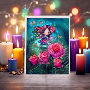 Tiny Rose Fairy Fantasy Art by Molly Harrison Card