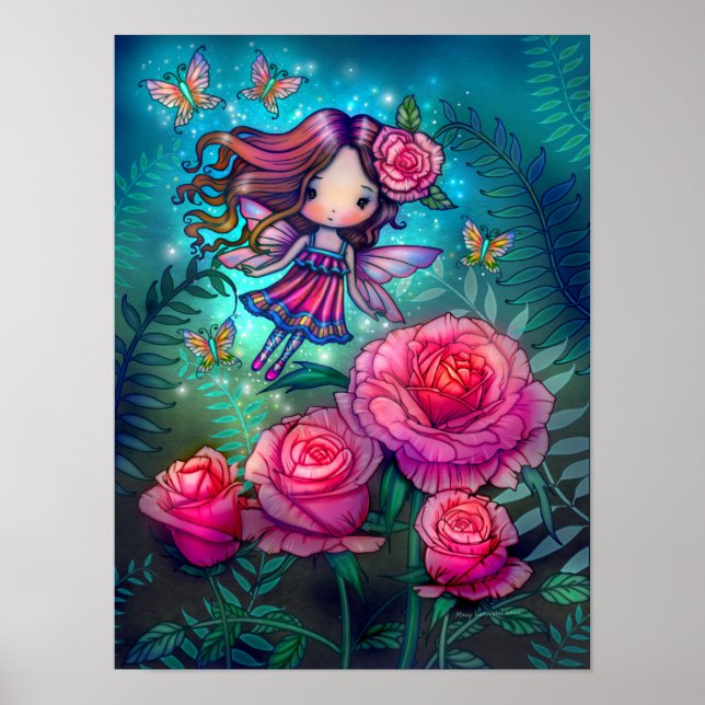 Tiny Rose Fairy Fantasy Art by Molly Harrison Poster (Front)