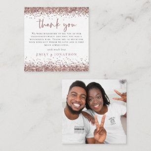 TINY Rose Gold Glitter Photo Engagement Thank You Card