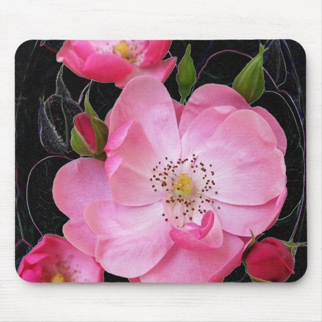 tiny rosebud opens mouse mat (Front)