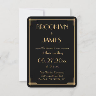 Tiny Round Gatsby Art Deco Wedding Invitations