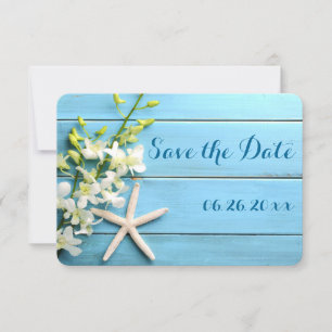 Tiny Round Starfish Save The Date Cards Orchids