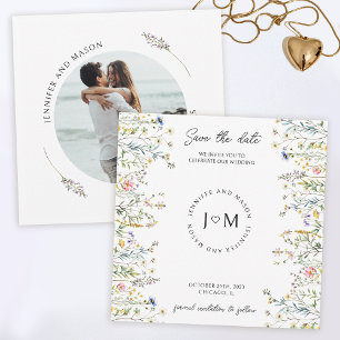 Tiny rustic flowers wildflower Save the date photo Invitation
