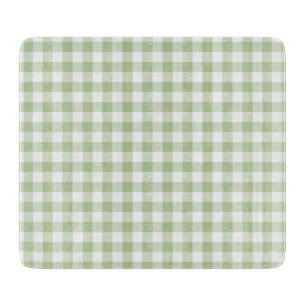 Tiny Sage and White Gingham Cutting Board
