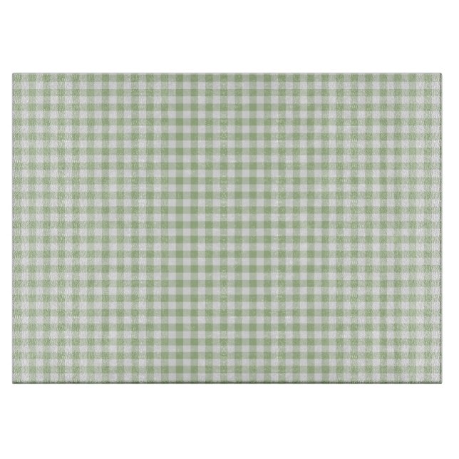 Tiny Sage and White Gingham Cutting Board (Front)