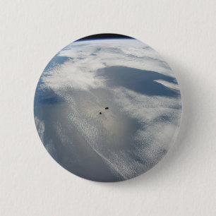 Tiny Satellites Orbit Above A Part Of Earth. 6 Cm Round Badge