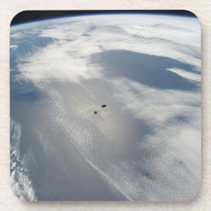 Tiny Satellites Orbit Above A Part Of Earth. Coaster