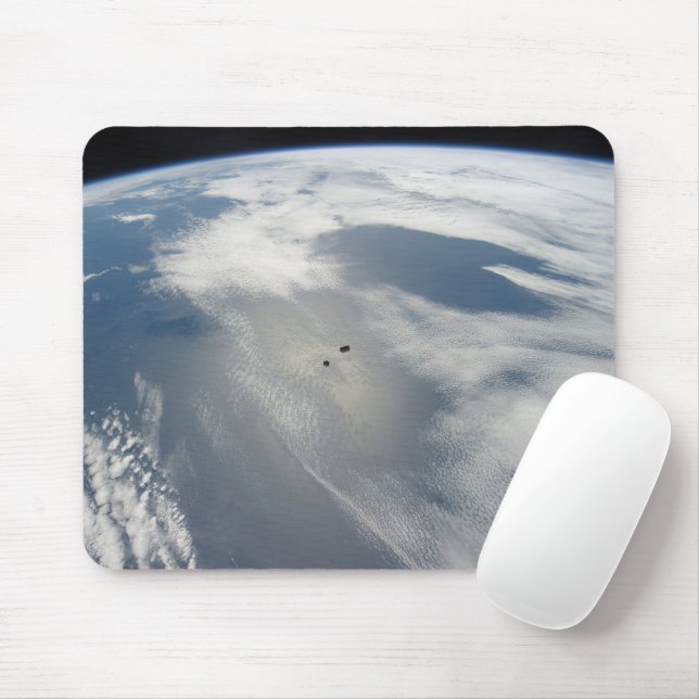 Tiny Satellites Orbit Above A Part Of Earth. Mouse Mat (With Mouse)