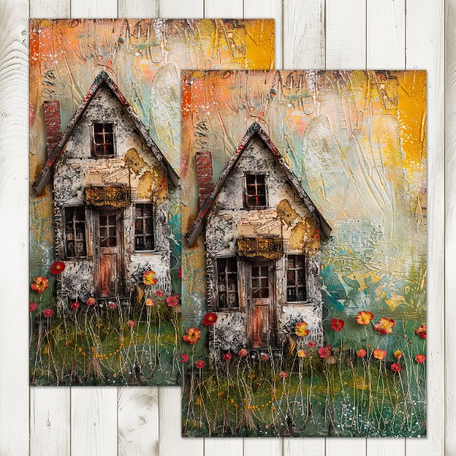 TINY SHABBY COUNTRY HOUSE MIXED MEDIA DECOUPAGE TISSUE PAPER (TINY SHABBY COUNTRY HOUSE MIXED MEDIA DECOUPAGE TISSUE PAPER)