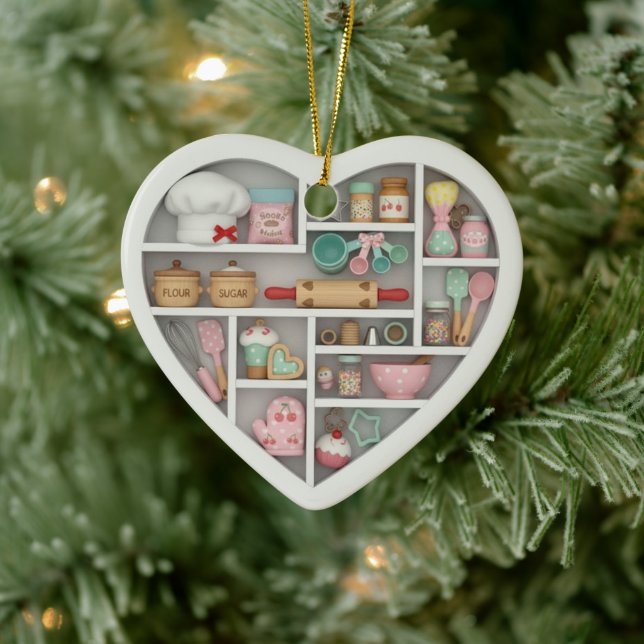 Tiny Shelves: Baker Edition graphic print Baking Ceramic Tree Decoration (Tree)