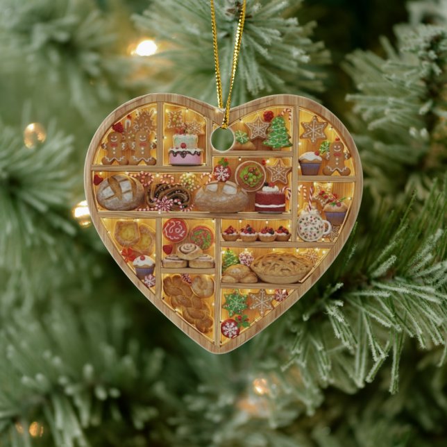 Tiny Shelves Christmas Bakery Baked Treats 2Dprint Ceramic Tree Decoration (Tree)