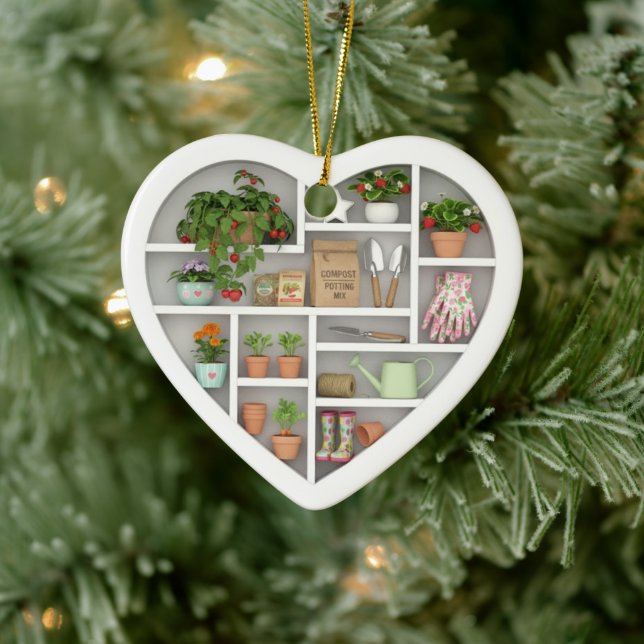 Tiny Shelves: Gardener edition (graphic print) Ceramic Tree Decoration (Tree)