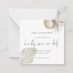 TINY SIZE Boho Pampas Grass Script Save The Date Card