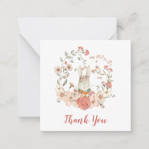 TINY SIZE Bunny Girl Baby Shower Thank You Card