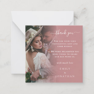 TINY Size Dusty Rose Photo Wedding Thank You Card