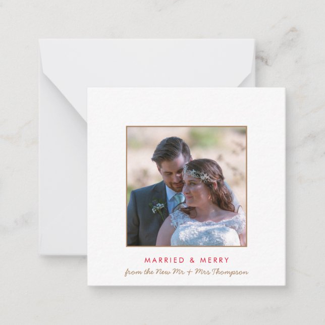 TINY SIZE| Married and Merry Photo Christmas Card (Front)
