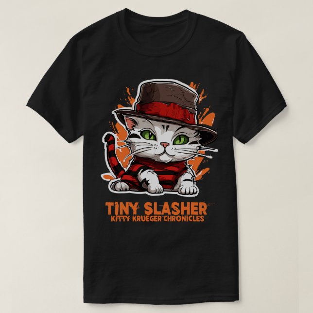 Tiny Slasher Kitty Krueger T-Shirt (Design Front)
