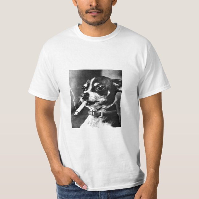 Tiny Smoking Dog T-Shirt (Front)
