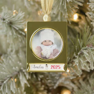tiny snowman - personalised gold plated banner ornament