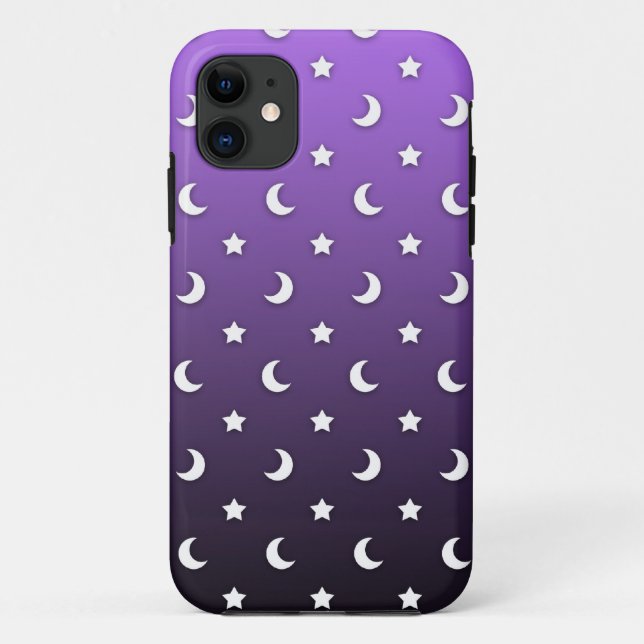 Tiny Stars and Moons on Purple Case-Mate iPhone Case (Back)