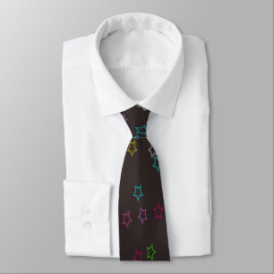 Tiny Stars Print on Black Background Tie